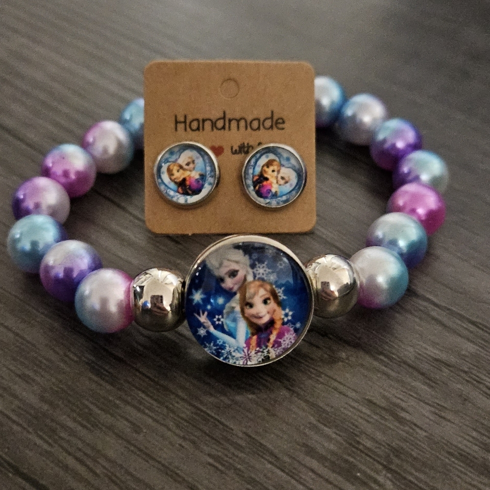 Frozen Elz & Anna Bracelet/Earring Set